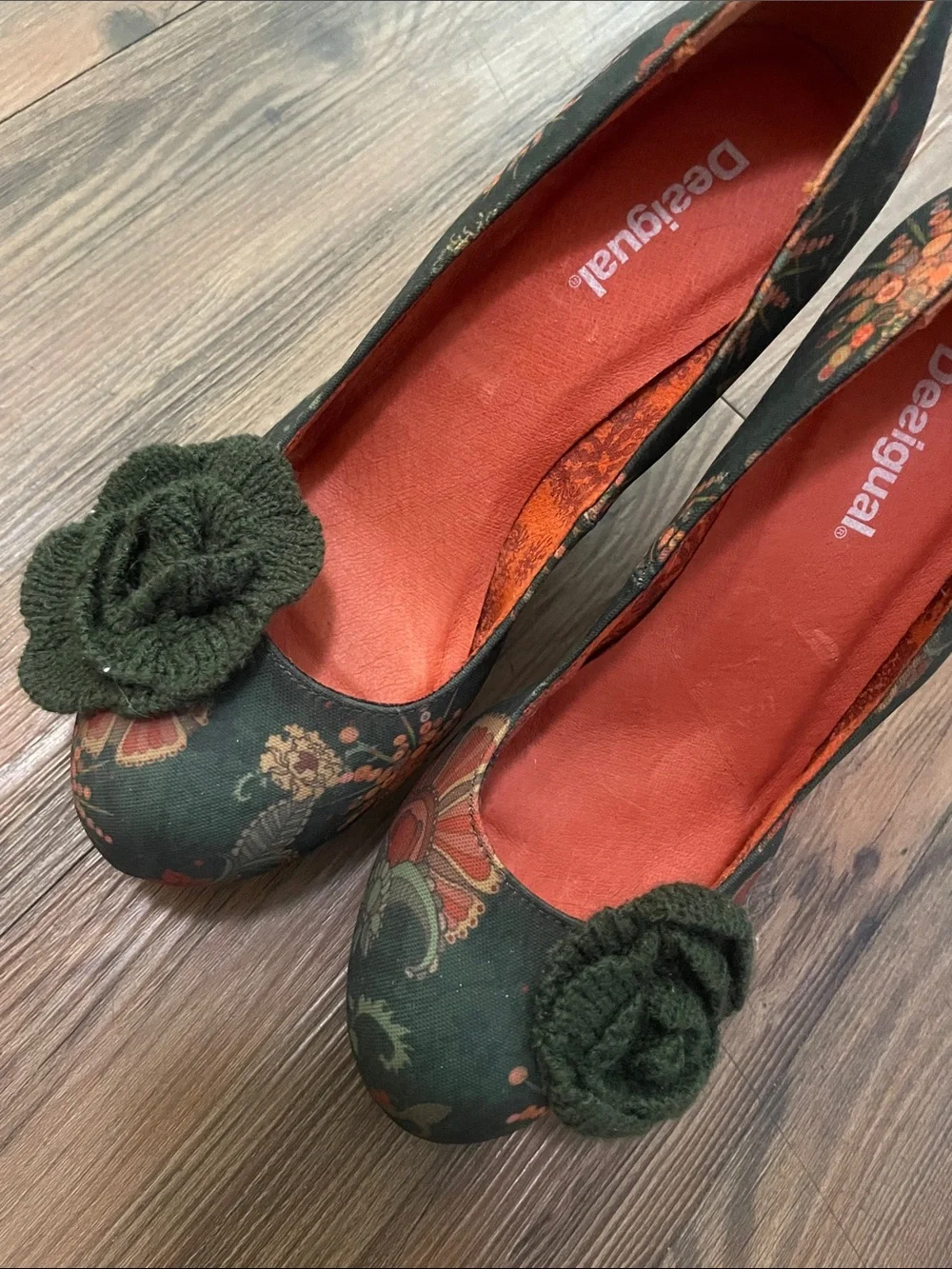 Desigual Women's Aguila Floral Red Multi Colored Shoe Pumps,38!!NEW